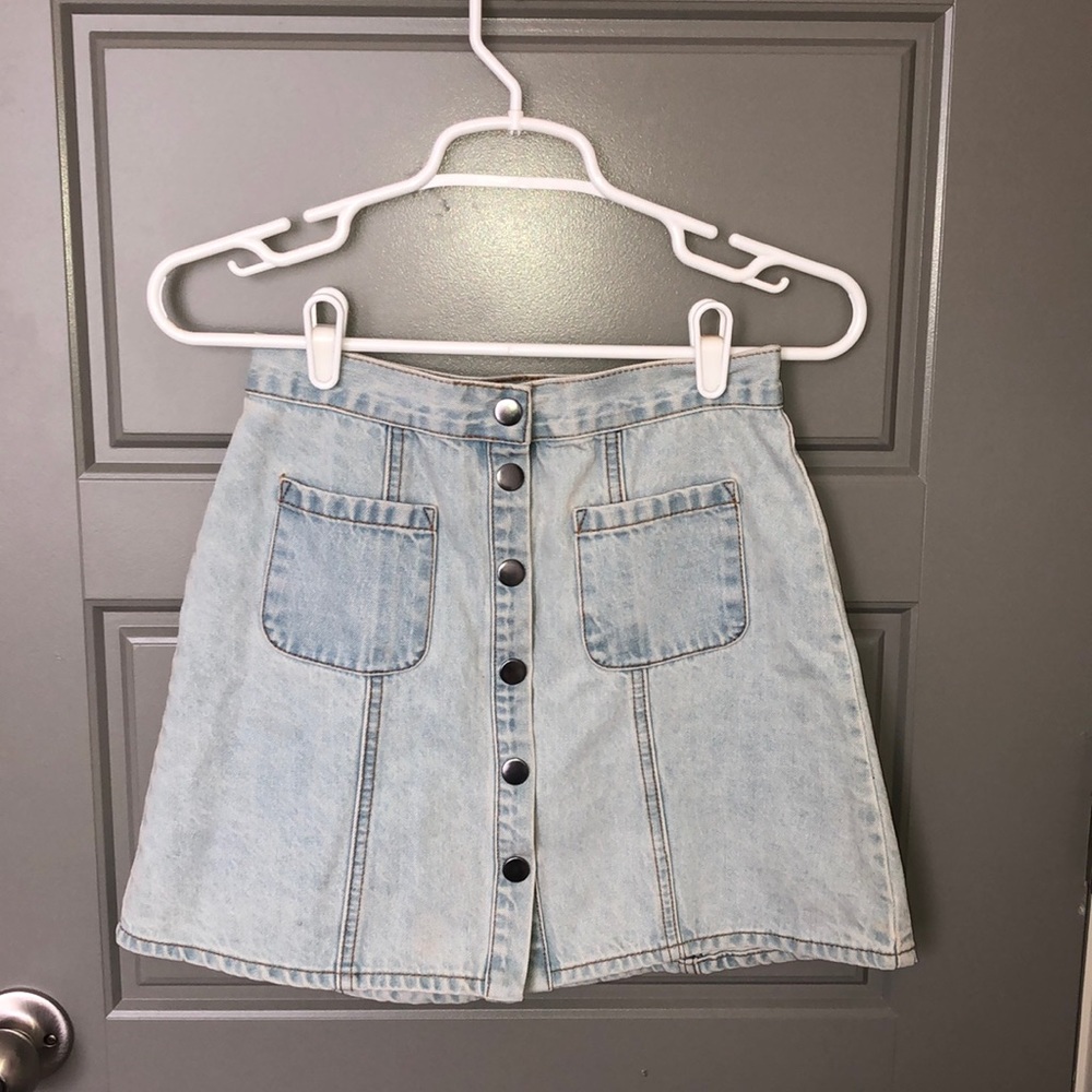 BDG button up denim skirt
